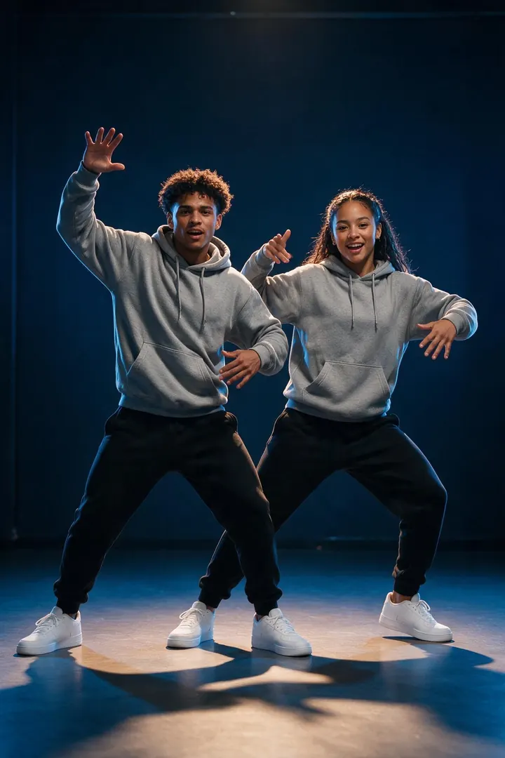 Dos bailarines jóvenes en una pose de danza urbana (imagen de referencia)